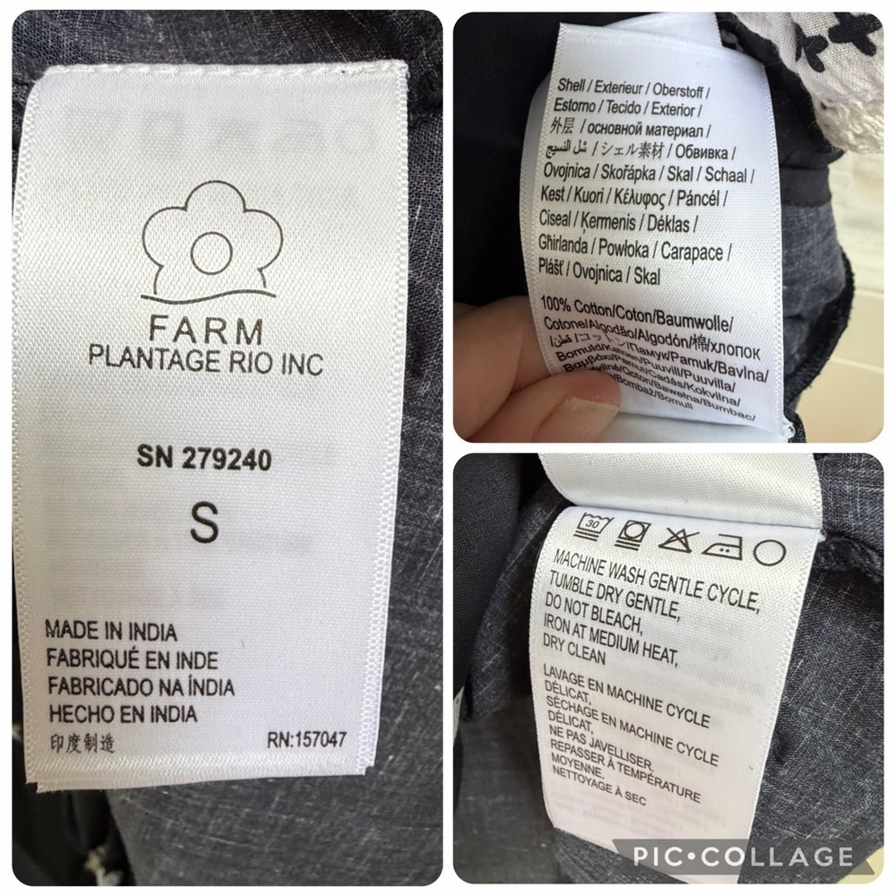 NWT new small Anthropologie x farm Rio printed flutter sleeve top black white - Picture 10 of 16